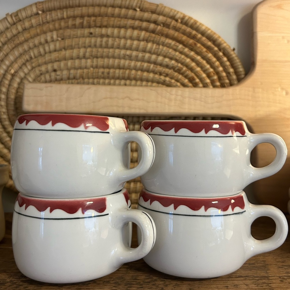 Duraline Super Vitrified Grindley Hotelware Co. “Bordeaux”- Set of 4 Coffee Cups
